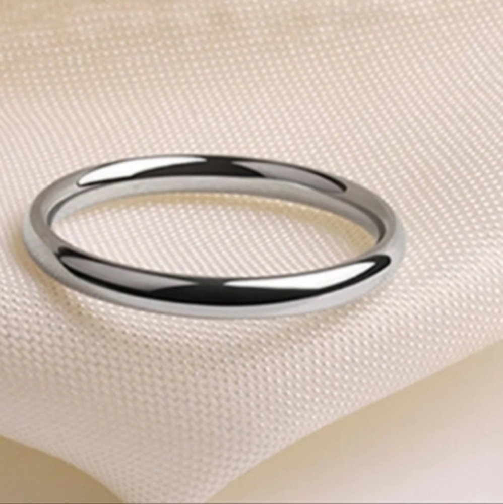 Titanium Steel 2mm Thin Simple Band Silver